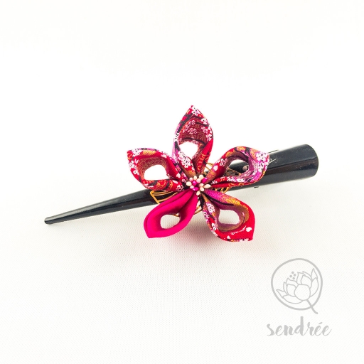 Pince fleur mini sakura rose sendrée tissu japonais