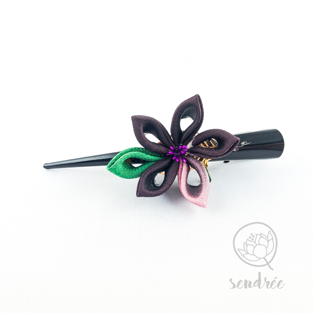 Pince fleur violette sendrée papier japonais