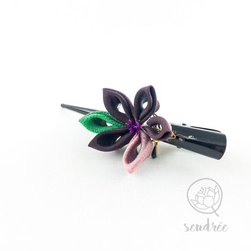 Pince fleur violette sendrée papier japonais