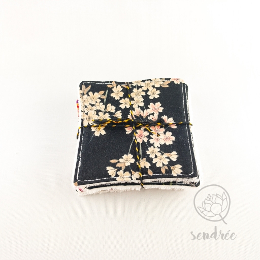 Set lingettes gracious black sendrée tissu japonais