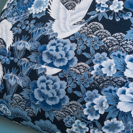 Taie d'oreiller grue bleue sendrée tissu japonais