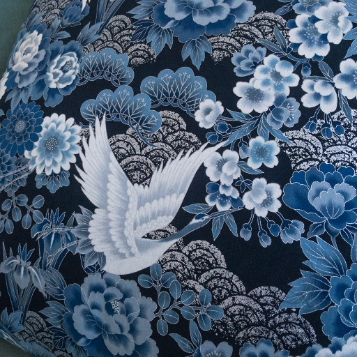 Taie d'oreiller grue bleue sendrée tissu japonais