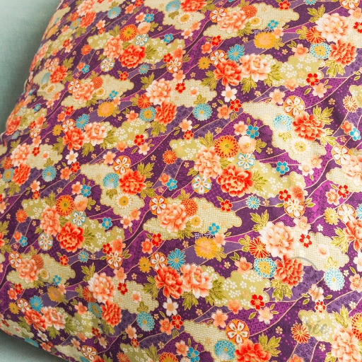 Taie d'oreiller rivière florale sendrée tissu japonais