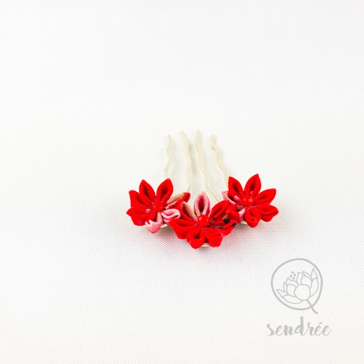 Mini peigne rouge flamboyant sendrée tsumami zaiku