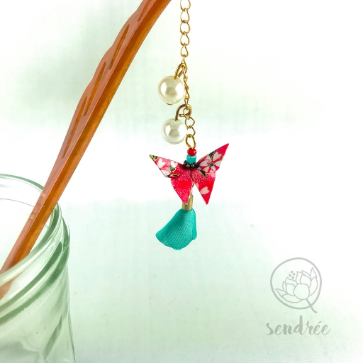Pic moyen origami papillon pink sendrée papier japonais