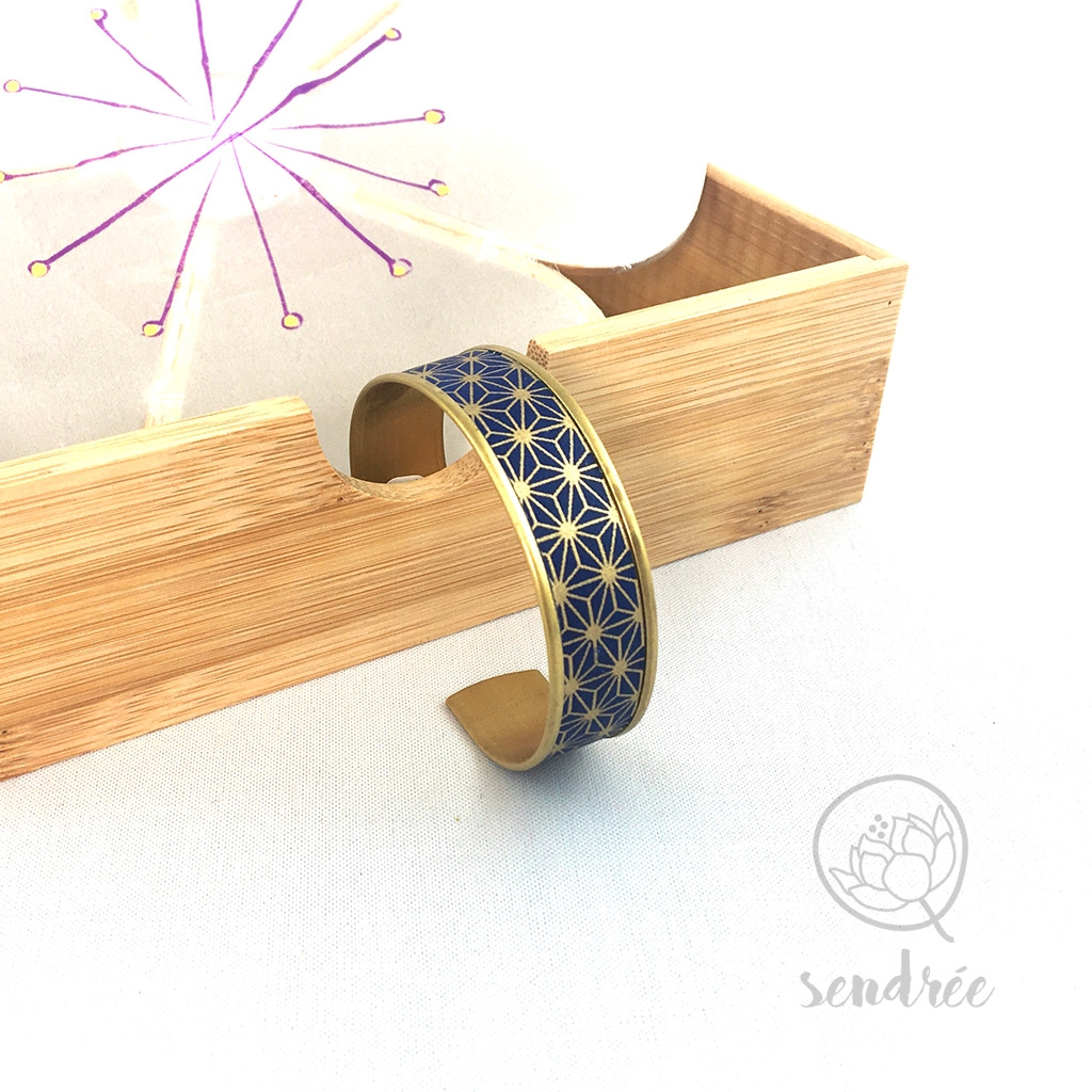 Bracelet washi bleu Sendrée papier japonais Bracelet washi bleu Sendrée papier japonais