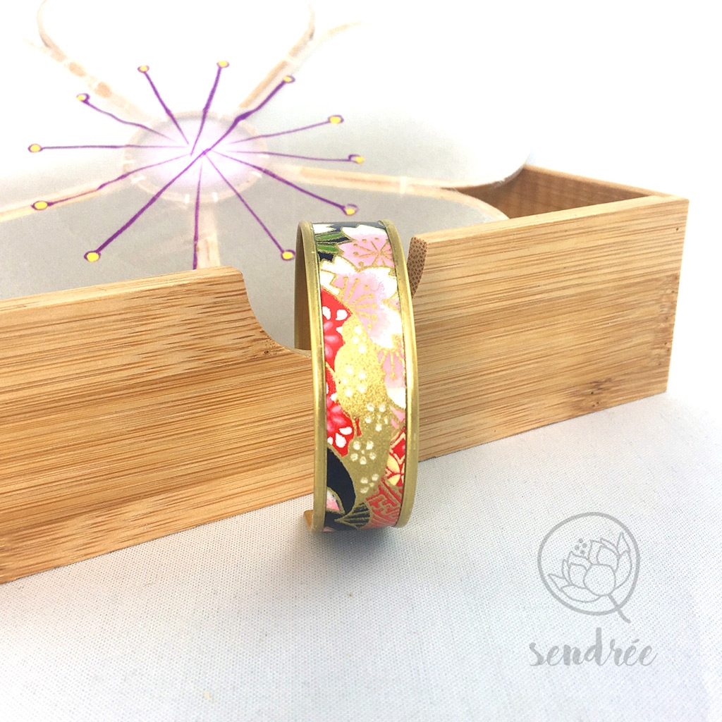 Bracelet washi bleu marine et rose Sendrée papier japonais Bracelet washi bleu marine et rose Sendrée papier japonais