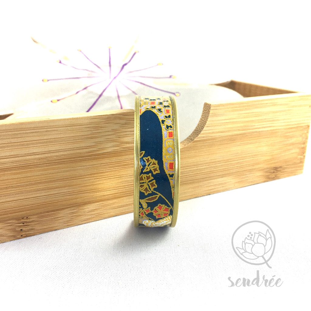 Bracelet washi rivière bleue Sendrée papier japonais Bracelet washi rivière bleue Sendrée papier japonais