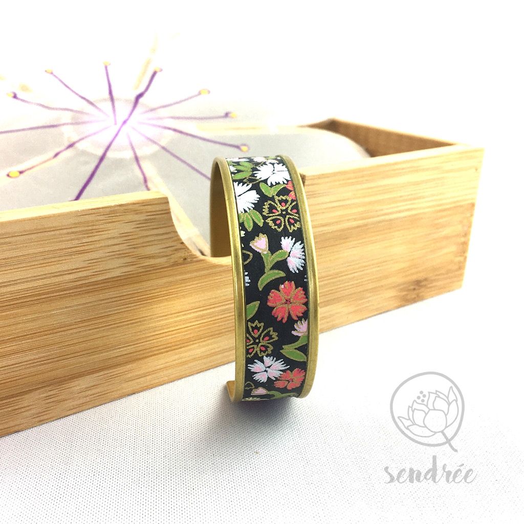 Bracelet washi sakura noir Sendrée papier japonais Bracelet washi sakura noir Sendrée papier japonais