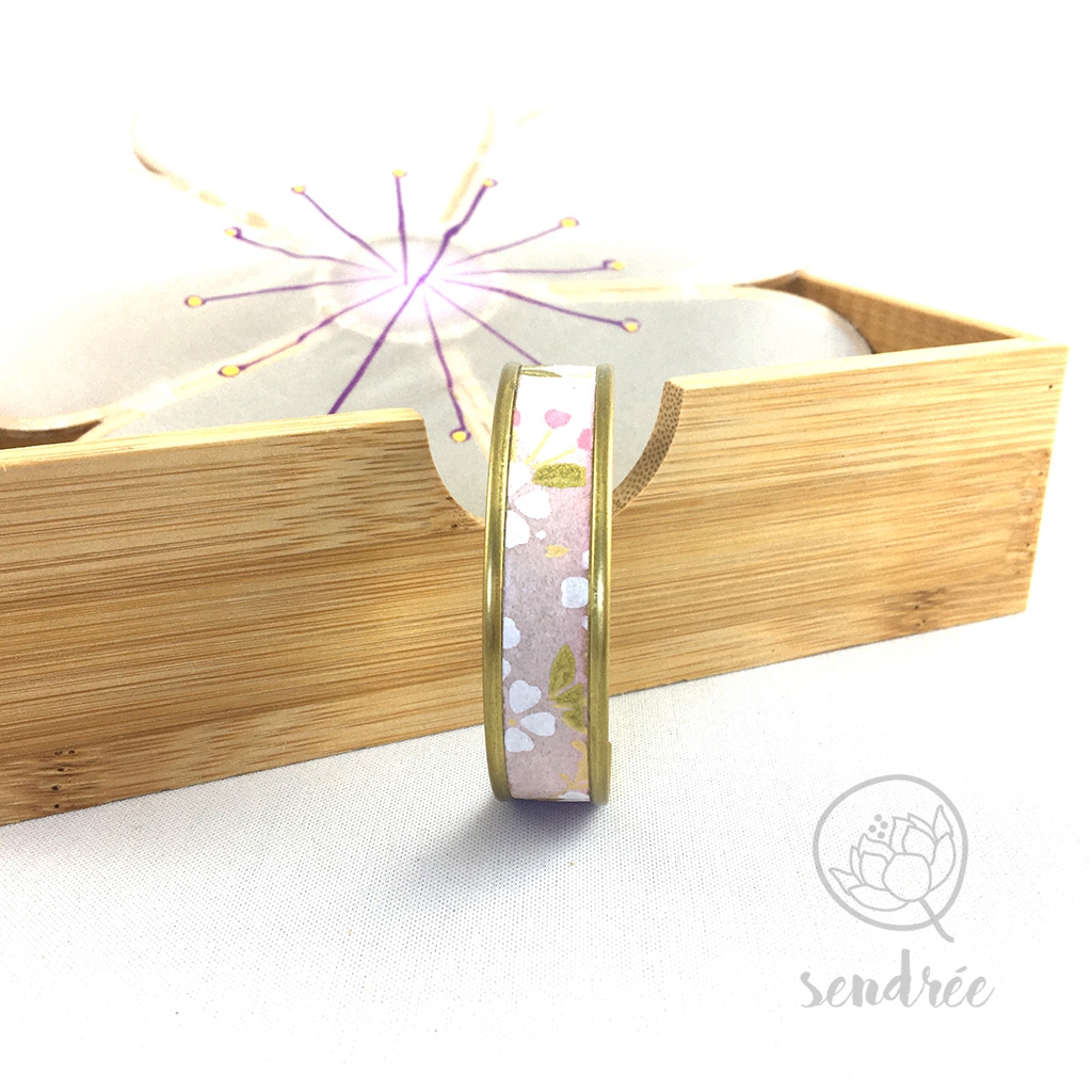 Bracelet washi cerisier rose Sendrée papier japonais Bracelet washi cerisier rose Sendrée papier japonais