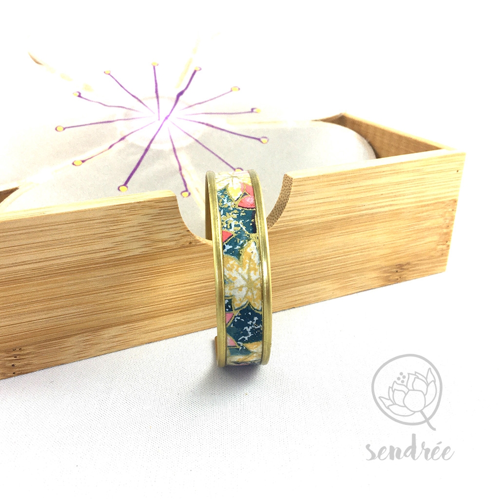 Bracelet washi momiji bleu Sendrée papier japonais Bracelet washi momiji bleu Sendrée papier japonais
