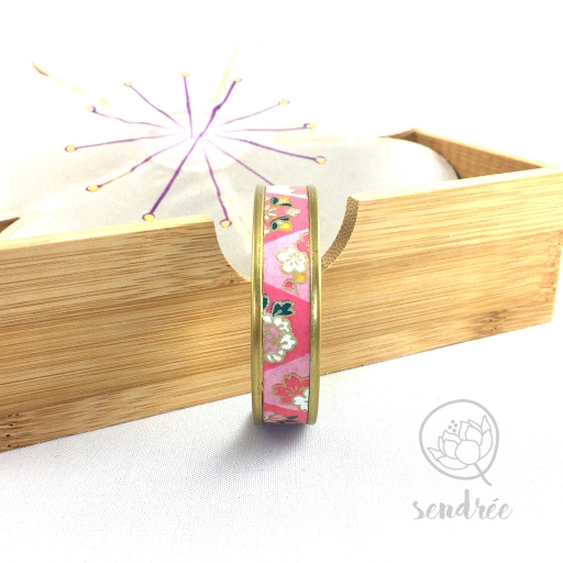 Bracelet washi floral rose Sendrée papier japonais