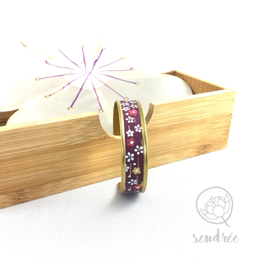 Bracelet washi floral violet et or Sendrée papier japonais