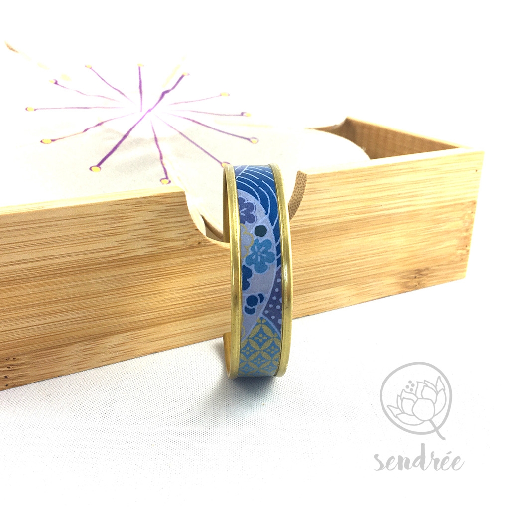 Bracelet washi montagnes bleues et or Sendrée papier japonais Bracelet washi montagnes bleues et or Sendrée papier japonais