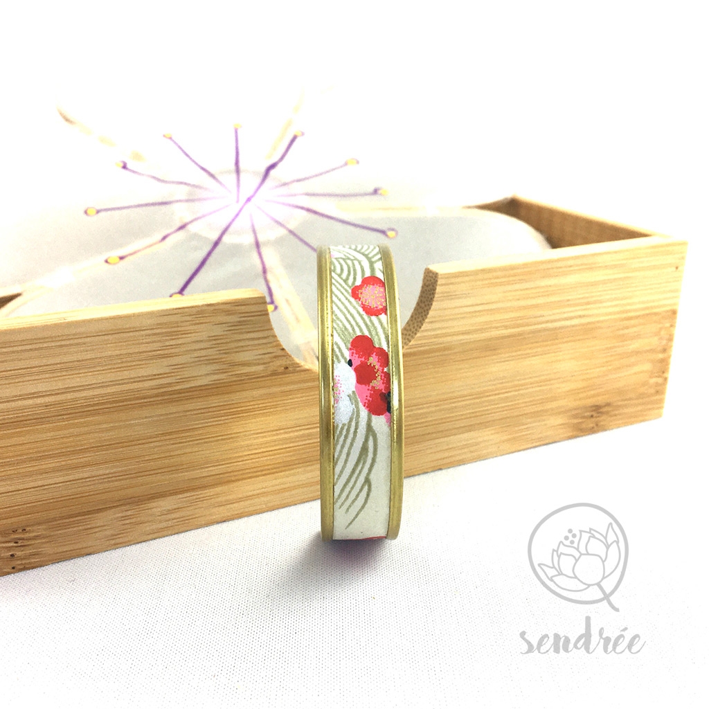 Bracelet washi prunier rose Sendrée papier japonais Bracelet washi prunier rose Sendrée papier japonais