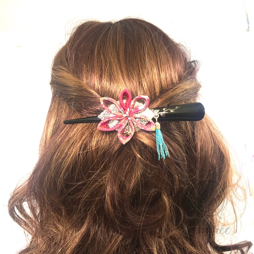 Pince fleur cheveux tsumami zaiku Sendrée tissu japonais