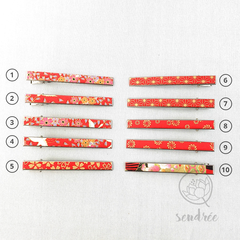 Pince croco longue gamme rouge 1 sendrée papier japonais