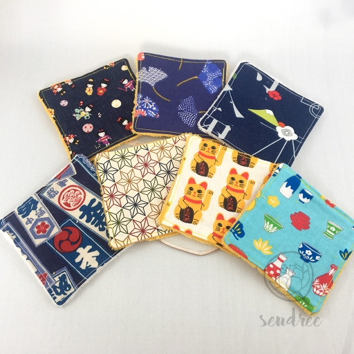 Set lingettes kawai Japan sendrée tissu japonais