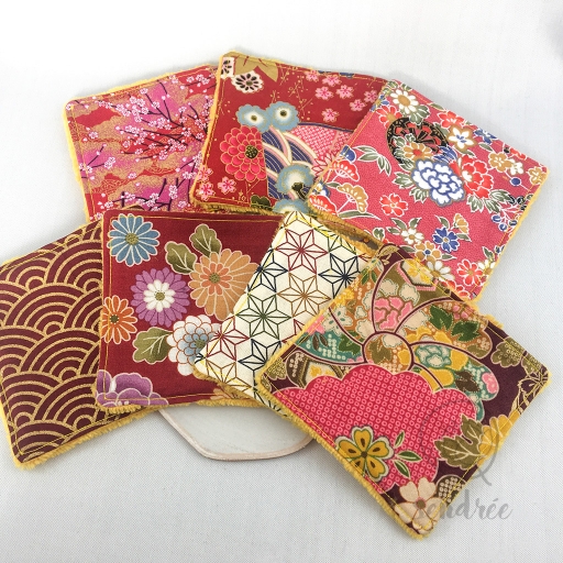Set lingettes Japan burgundy sendrée tissus japonais