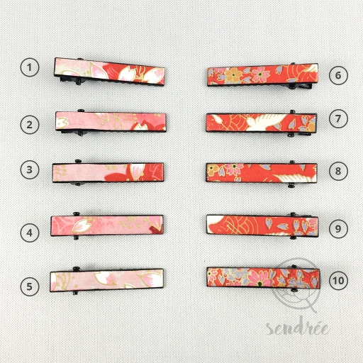 Mini pinces croco rouge rose sendrée papier japonais