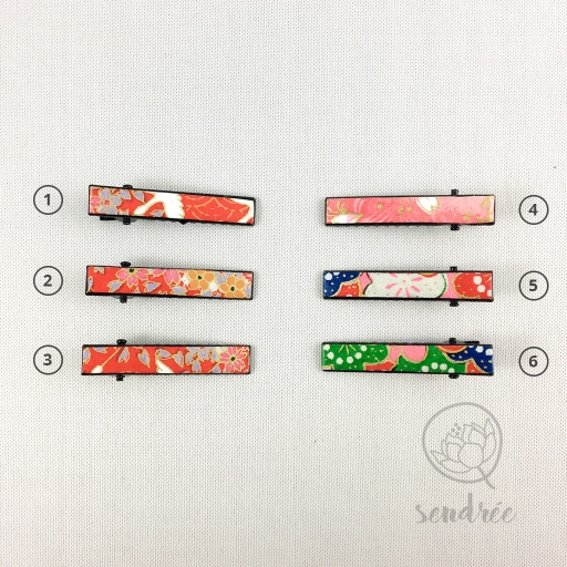 Mini pinces croco rose rouge sendrée papier japonais