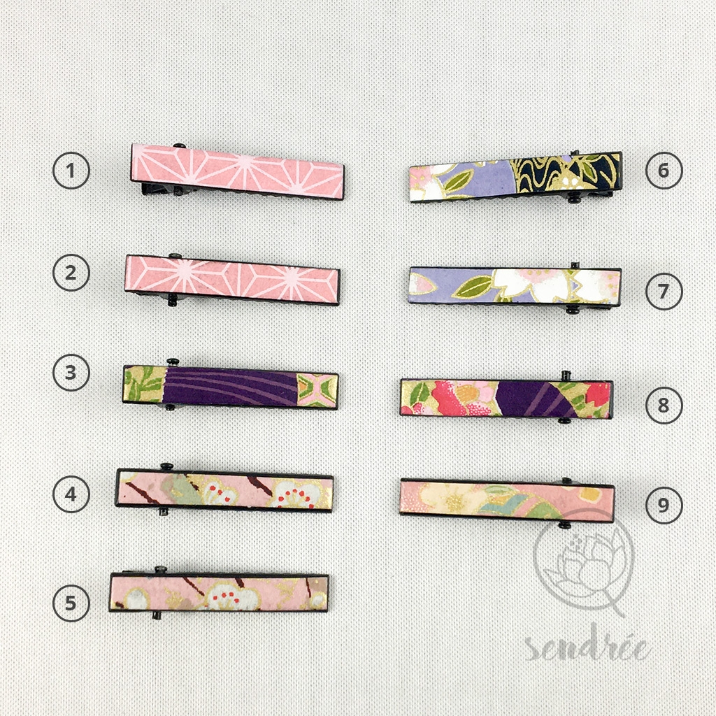Mini pinces croco violet sendrée papier japonais
