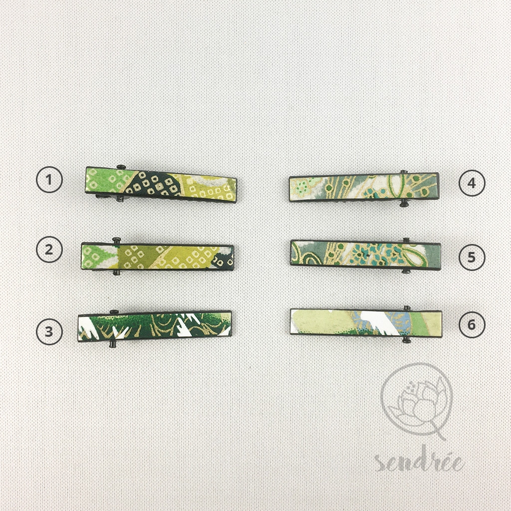 Mini pinces croco vert sendrée papier japonais